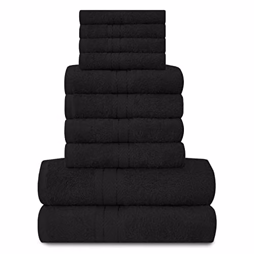 GAVENO CAVAILIA 10 Piece Egyptian Cotton Towel Set in Black – 1