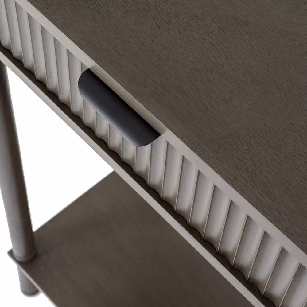 Lemon Pavilion Reed Collection 2 Drawer Wood Console Table, Brown, W: 90 cm, D: 33 cm, H: 80 cm – 3