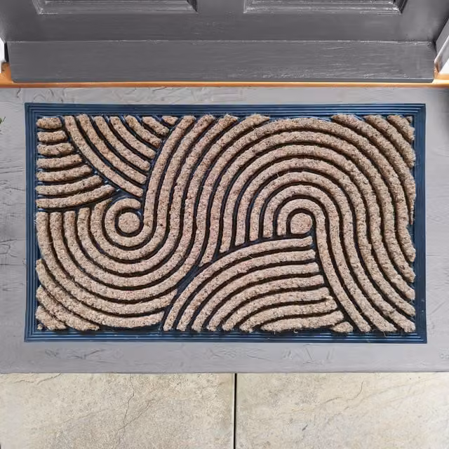 My Home Brown Rubber and Coir Rectangular Doormat