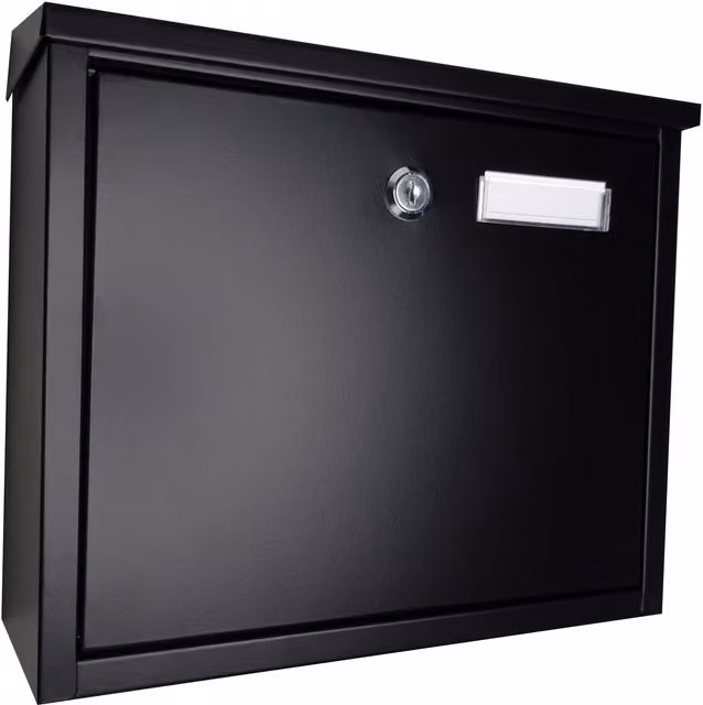Black Wall Mounted Outdoor Letterbox with Cylinder Lock W/D/H: 31 x 27 x 11 cm – 1