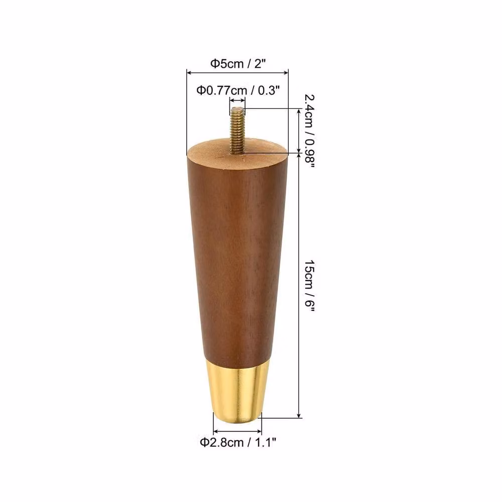 EONLION Set of 4 Brown Wood Furniture Legs, 15.24 cm – 2