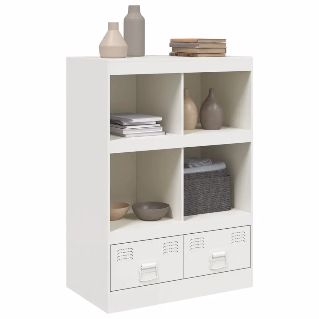 Berkfield Home White Matt Metal Highboard W: 67 cm, D: 39 cm, H: 95 cm – 2