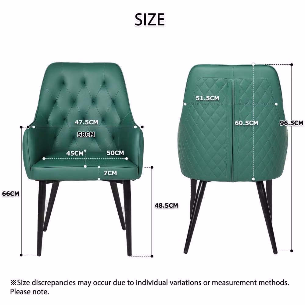 FURNITURE ONE Set of 2 Modern Upholstered Dining Chairs in Green Synthetic Leather – 7