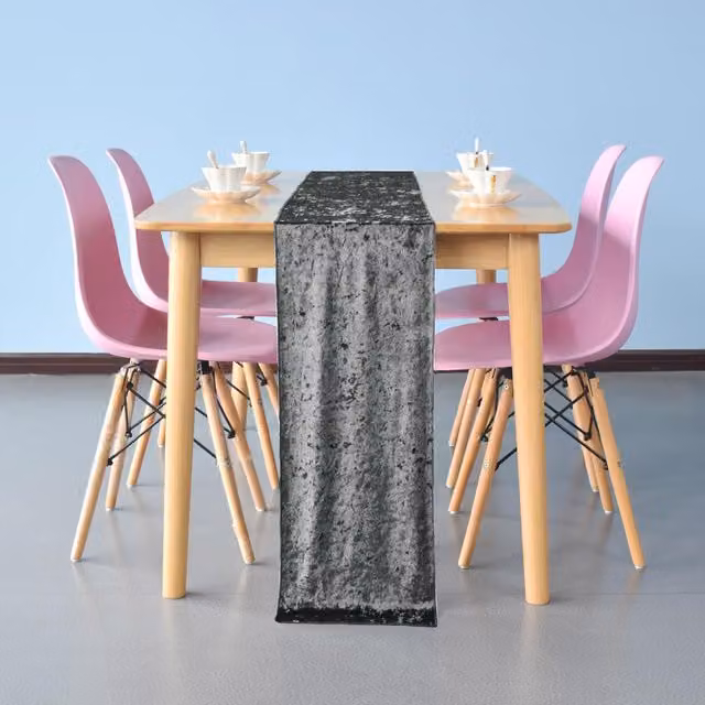 Trimming Shop Silver Diamond Velvet Rectangular Table Runner