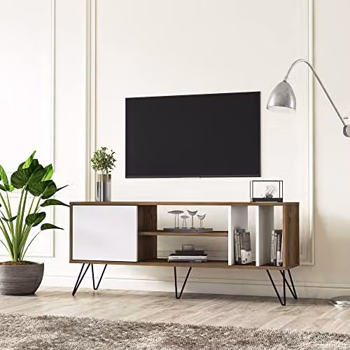 DECOROTIKA Mistico Industrial TV Stand and Media Console in White and Brown – 2