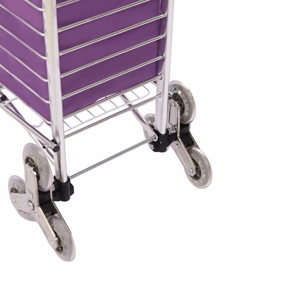 Havendro Foldable Shopping Trolley Cart with Wheels in Purple – 3