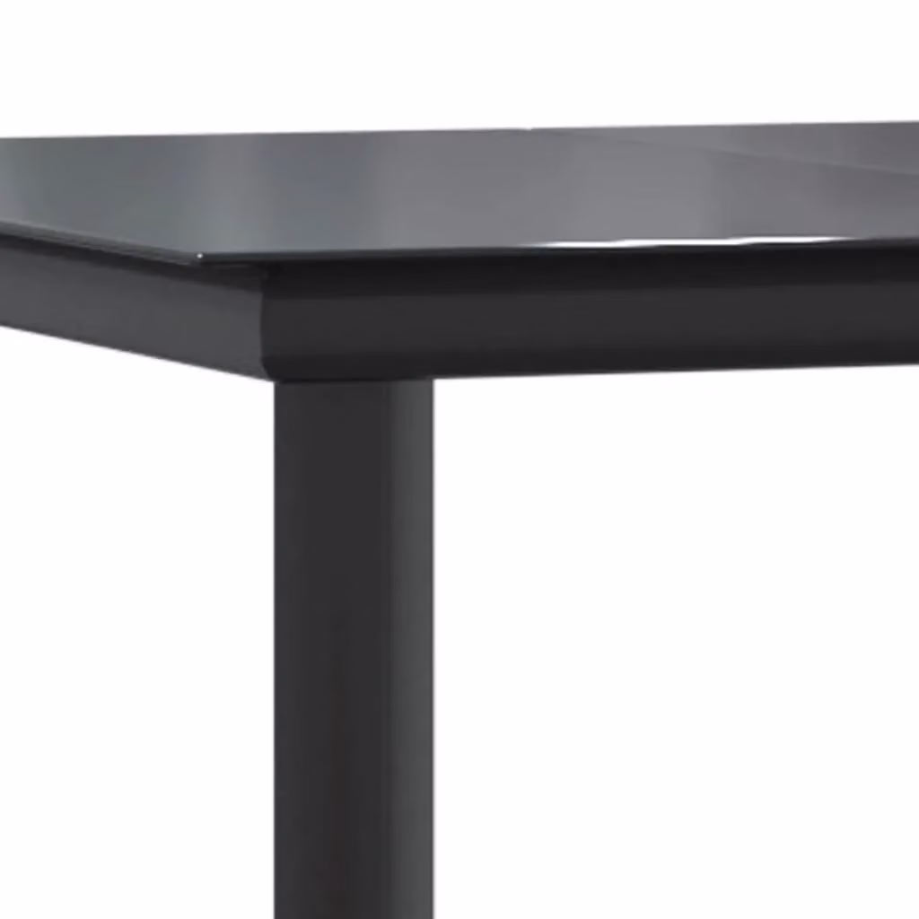 Berkfield Home Garden Dining Table in Black with Steel and Tempered Glass, W/D/H: 200 x 100 x 74 cm – 4