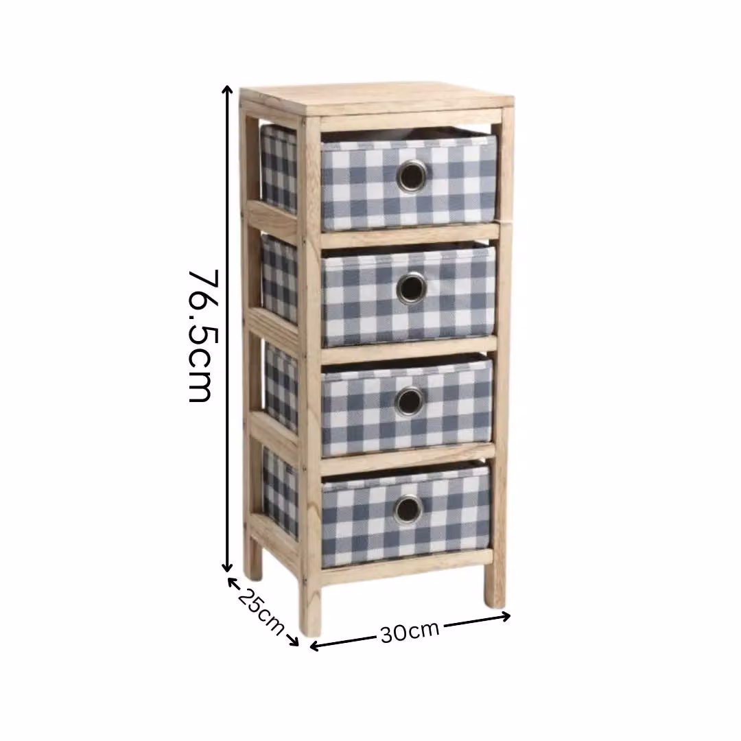Home Source Wooden 4 Drawer Chest in Brown Coastal Style Bedroom Organiser – 4