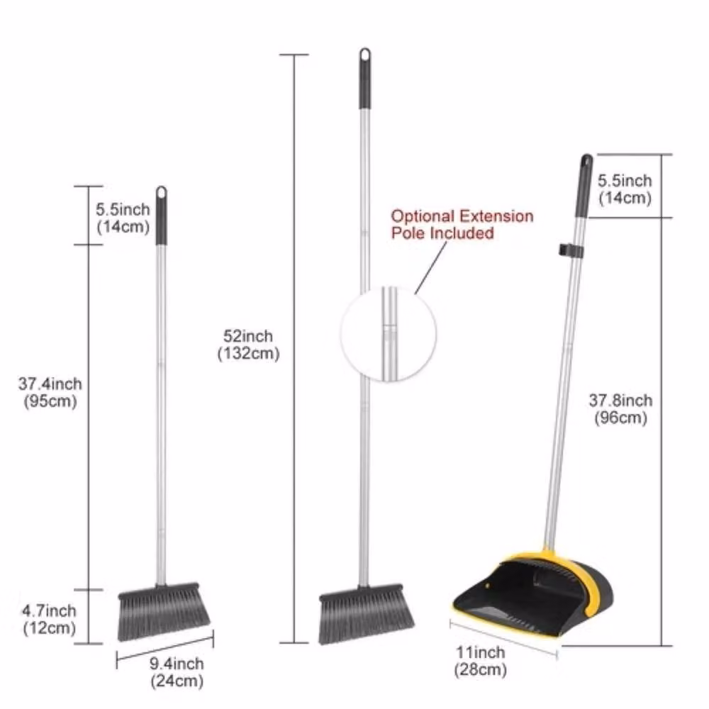 PAWNORA Standing Dustpan and Brush Set in Black – 2