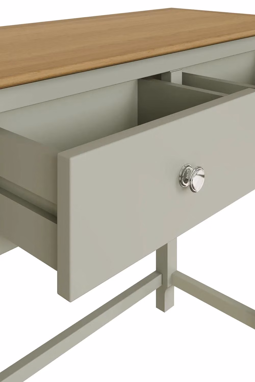 FWStyle Modern Sage Green 2 Drawer Oak Dressing Table – 3
