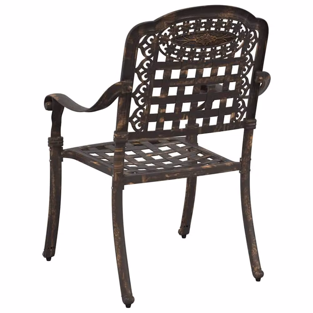 Berkfield Home Set of 2 Bronze Cast Aluminium Garden Chairs with Armrests – 4