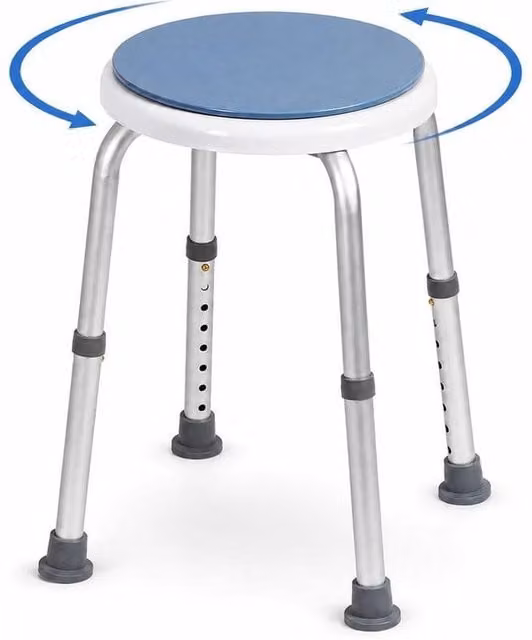 PAWNORA Rotating Swivel Shower Stool in Blue with Height Adjustable Legs and Metal Frame – 1