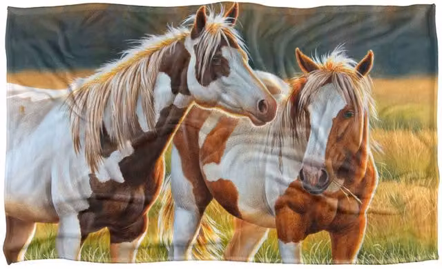 JQ Licensing Painted Horses Super Soft Fleece Throw Blanket, Multicolour, W: 91 cm, D: 147 cm – 3