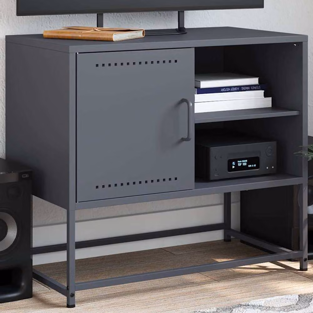 Berkfield Home Industrial Metal TV Cabinet in Anthracite W/D/H: 68 x 39 x 60.5 cm – 2