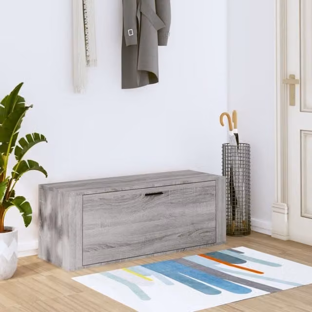 Berkfield Home Wall Mounted Shoe Cabinet in Grey Sonoma, W: 100 cm, D: 35 cm, H: 38 cm – 1