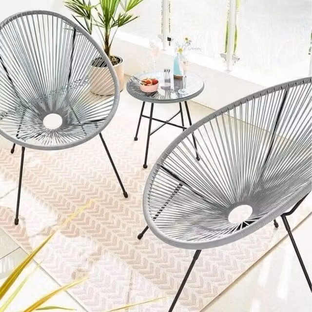 JD Williams Salsa Green 2 Seater Bistro Set with Round Glass Top in Green, Grey and Black