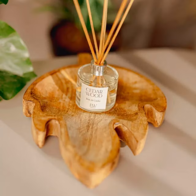 Marco Paul Organic Rustic Brown Mango Wood Leaf Tabletop Tray
