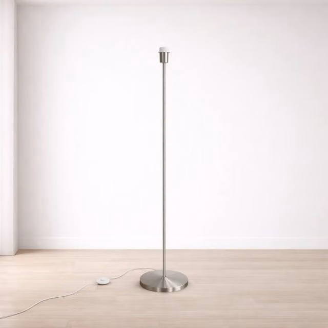 CGC Lighting Lena Brushed Nickel Straight Floor Lamp in Silver – 1