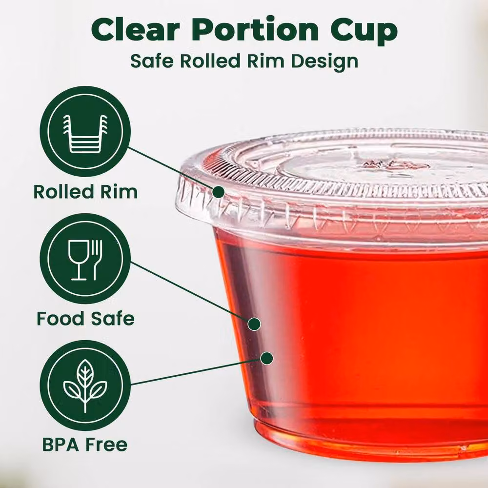 ECONX 1000 Pack Clear Plastic Sauce Pots with Snap Lids, 4oz (118ml) Leakproof and BPA Free Deli Containers – 3