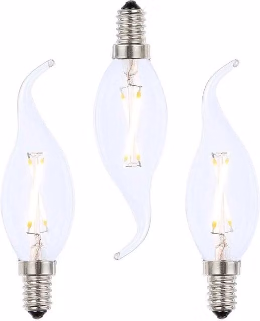 BHS Lighting Pack of 3 2W E14 LED Filament Candle Bulbs in Clear Glass