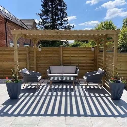 Buttercup Farm Shade Pergola in Wood, Light Green, W: 240 cm, D: 240 cm, H: 270 cm