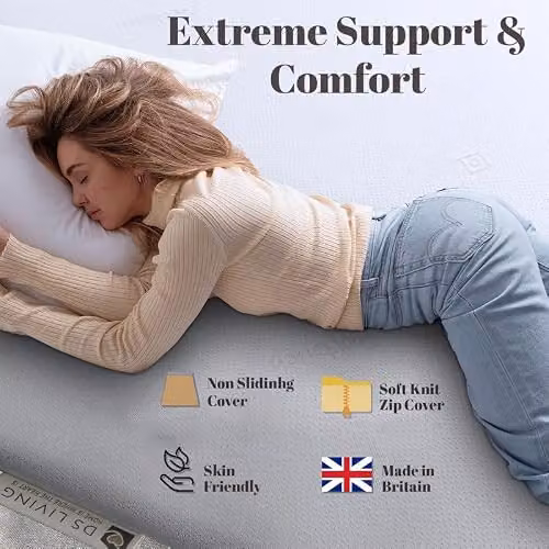 DS Living Memory Foam Mattress Topper with Cover, White, W/D/H: 120 x 190 x 10 cm – 5