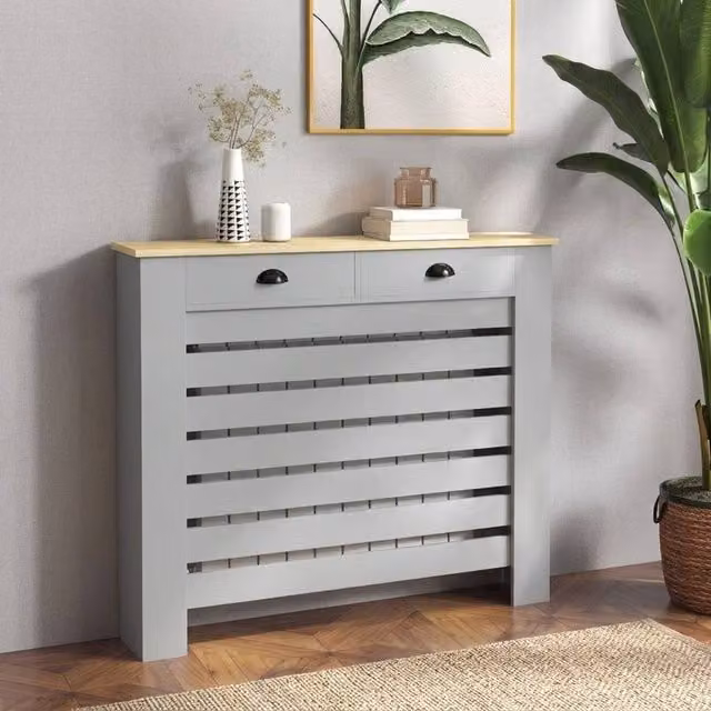 STILVORA Radiator Cover with Drawer in Grey Matt MDF