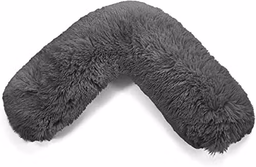 Nightzone Teddy V Shaped Maternity Pillow and Fleece Cover in Charcoal Grey for Neck and Back Support