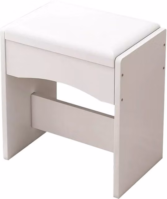 VOGREX Mondeer White Dressing Table Stool with Soft Padded Synthetic Leather Cushion