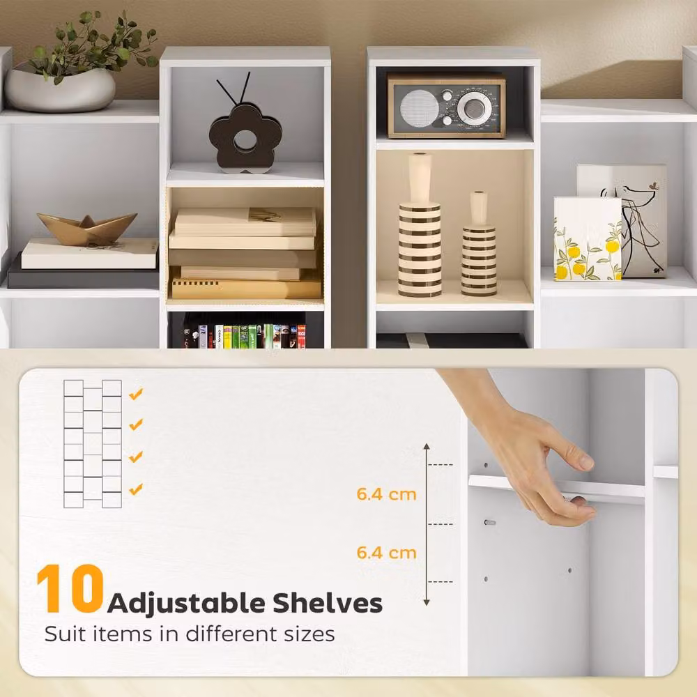 Wyld Haus Elpa 21 Compartment White Storage Bookcase with Adjustable Shelves – 3