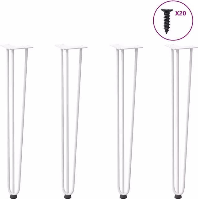Berkfield Home Hairpin Table Legs, 4 Pieces, White Matt Solid Steel, Height: 72 cm