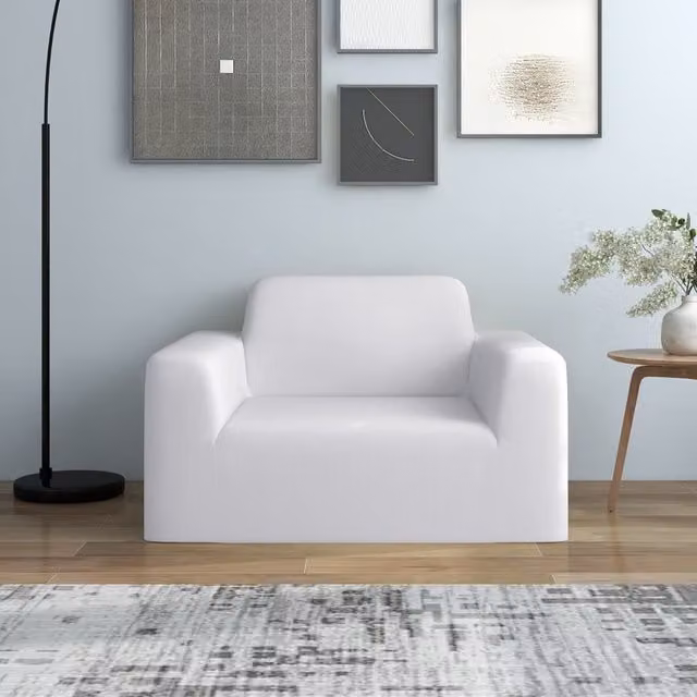 Berkfield Home Stretch Couch Slipcover in White Polyester Jersey – 1