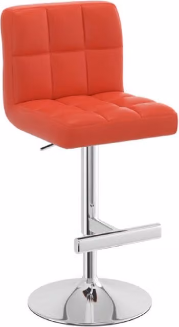 Netfurniture Cuborn Red Synthetic Leather Kitchen Breakfast Bar Stool with Height Adjustable Metal Base
