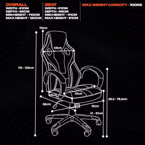 X-Rocker Maverick Mid Back Racing Gaming Chair for Kids and Teens in Black and Red with Synthetic Leather and Padded Armrests, W/D/H: 61.0 x 66.0 x 110.0 cm – 2
