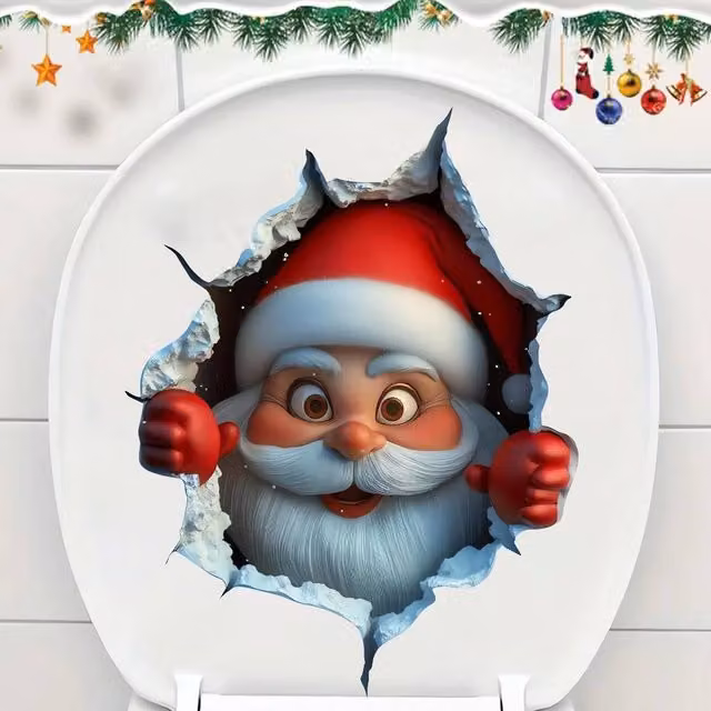 SPETLEK 3D Look Wall-Breaking Santa Claus Christmas Adhesive Sticker, Multicolour, 0.6m2
