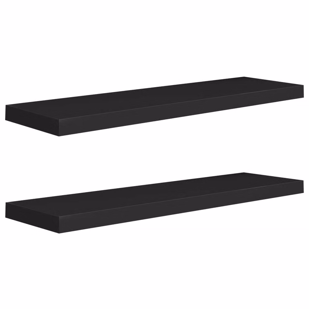 Berkfield Home Durable Floating Wall Shelves, 2 Pack, Black, W: 90 cm, D: 23.5 cm, H: 3.8 cm – 3