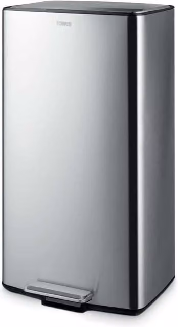 Tower 40L Rectangular Pedal Bin in Cream and Silver Stainless Steel with Odour Filter and Removable Inner Bucket
