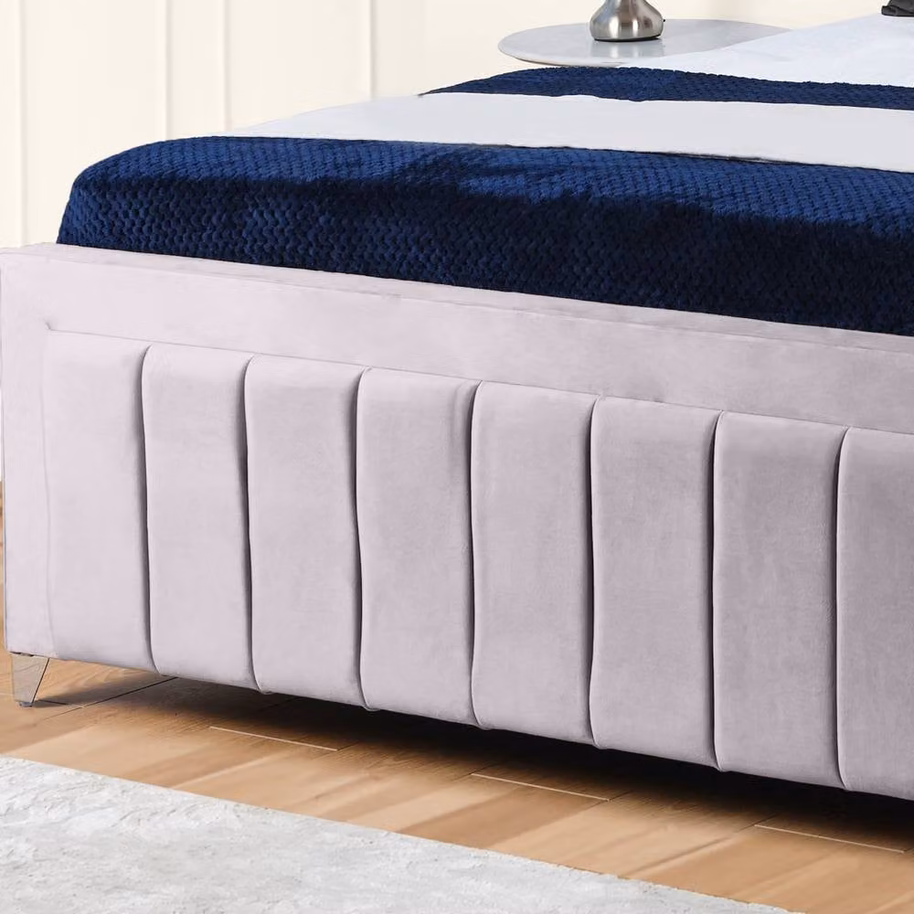 UK Bed Furniture Siarra Ottoman Gas Lift Upholstered Velvet Bed in Silver, Single (90 x 200 cm) – 3