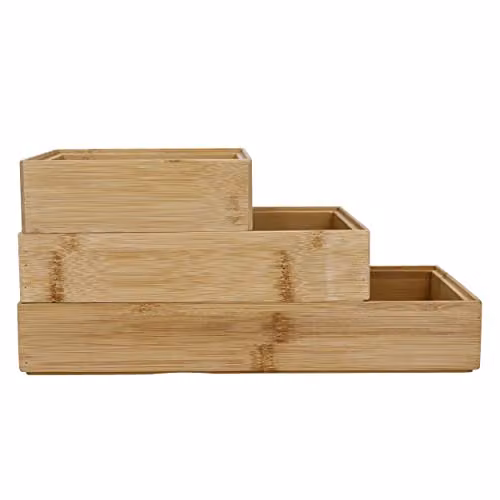 Copco Bamboo Home Organisers Set, 3 Pieces, Brown Wood