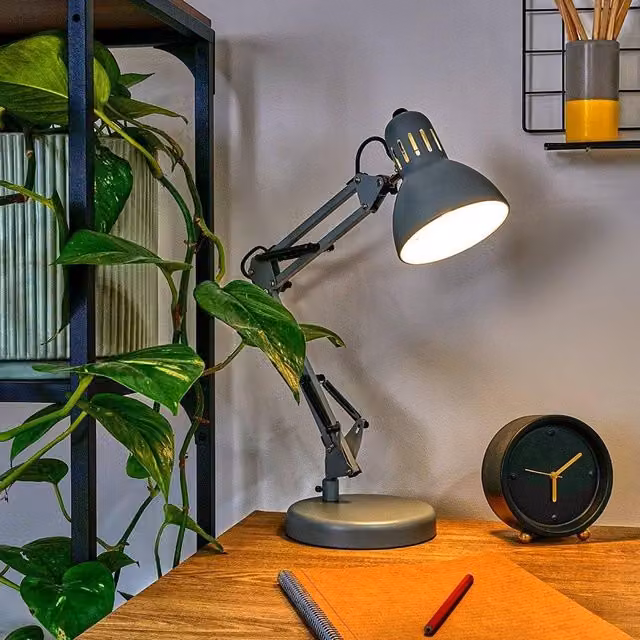 ValueLights Monda Retro Adjustable Grey Metal Table Lamp – 1