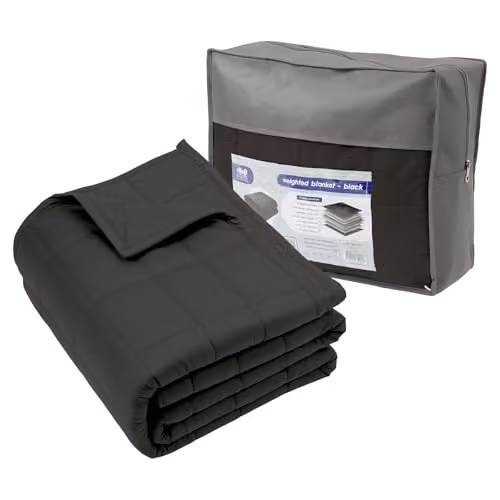 Harbour Housewares Weighted Blanket with Storage Bag, 8kg, Black, W: 150 cm x L: 200 cm
