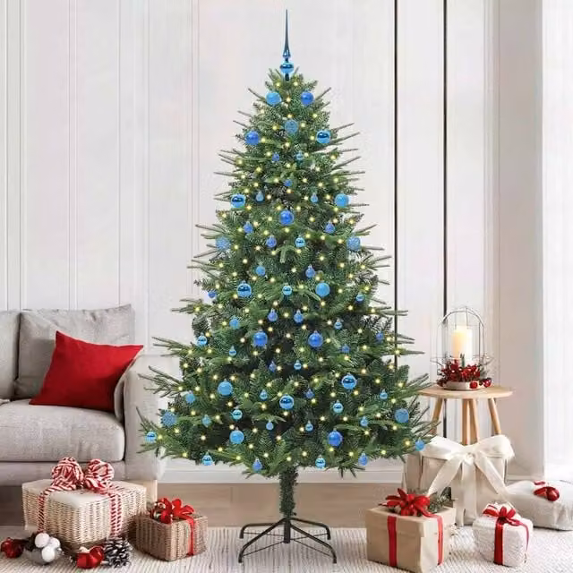 Berkfield Home Pre-lit Artificial Christmas Tree with Ball Set, Green, Height: 210 cm