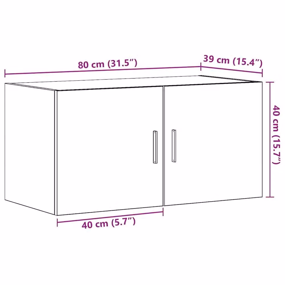 Berkfield Home Black Oak Wall Cabinet W/D/H: 80 x 39 x 40 cm – 6