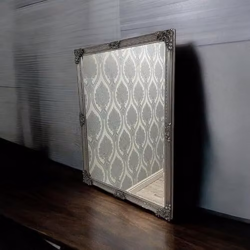Minster Framed Wall Mirror in Silver, W: 92 cm, H: 122 cm, D: 8 cm – 3