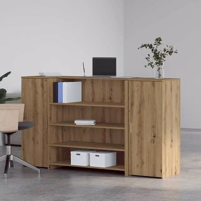 Berkfield Home Artisan Oak Reception Desk in Brown, W/D/H: 180 x 50 x 103.5 cm – 1