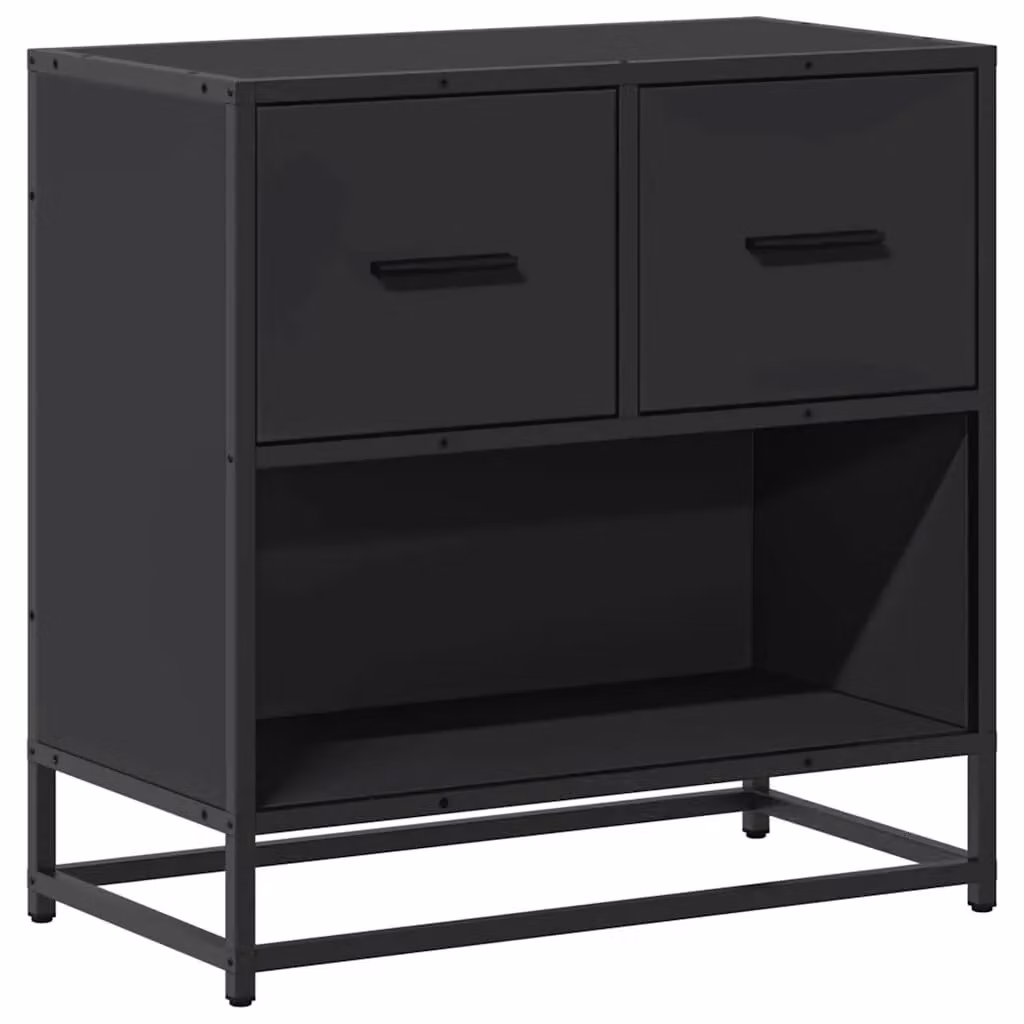 Berkfield Home Black Bedside Cabinet in Engineered Wood and Metal, W/D/H: 60 x 31 x 60 cm – 2