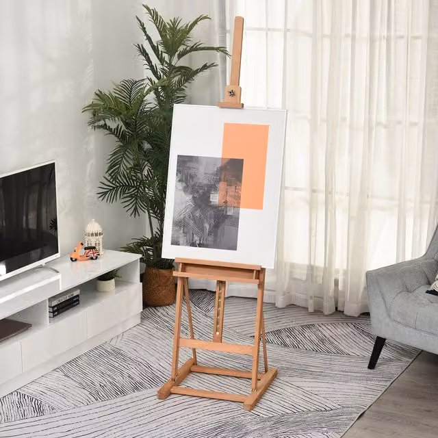 Vinsetto Art Studio Easel with Canvas Holder, Height Adjustable, Natural Wood