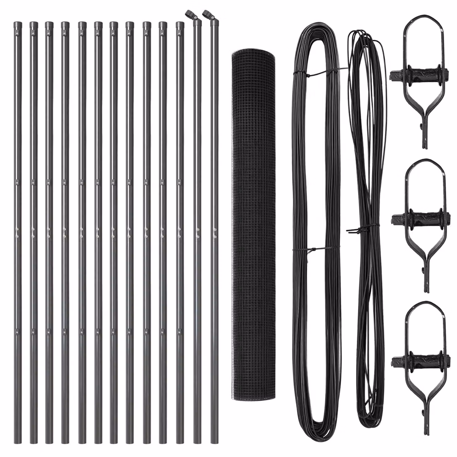 Berkfield Home Grey Steel Welded Wire Fence with 13 Posts, W: 25 m, H: 1.4 m – 2