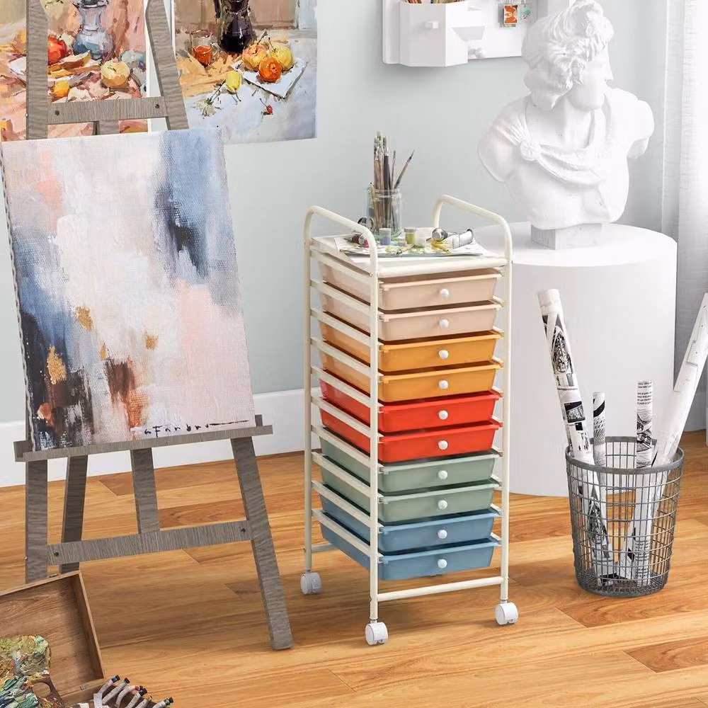 Havendro 10 Drawer Mobile Storage Trolley with Castors, Multicolour – 2