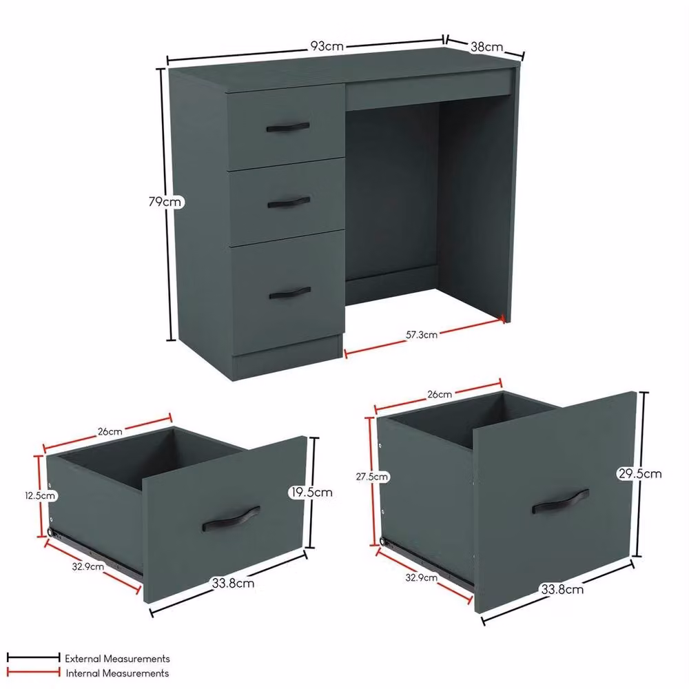 FORGEVIO Riano Modern Dressing Table and Makeup Desk in Green – 2